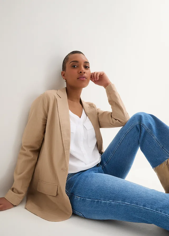 Blouse met lange mouwen en V-hals van vloeiende viscose • wit • bonprix online shop