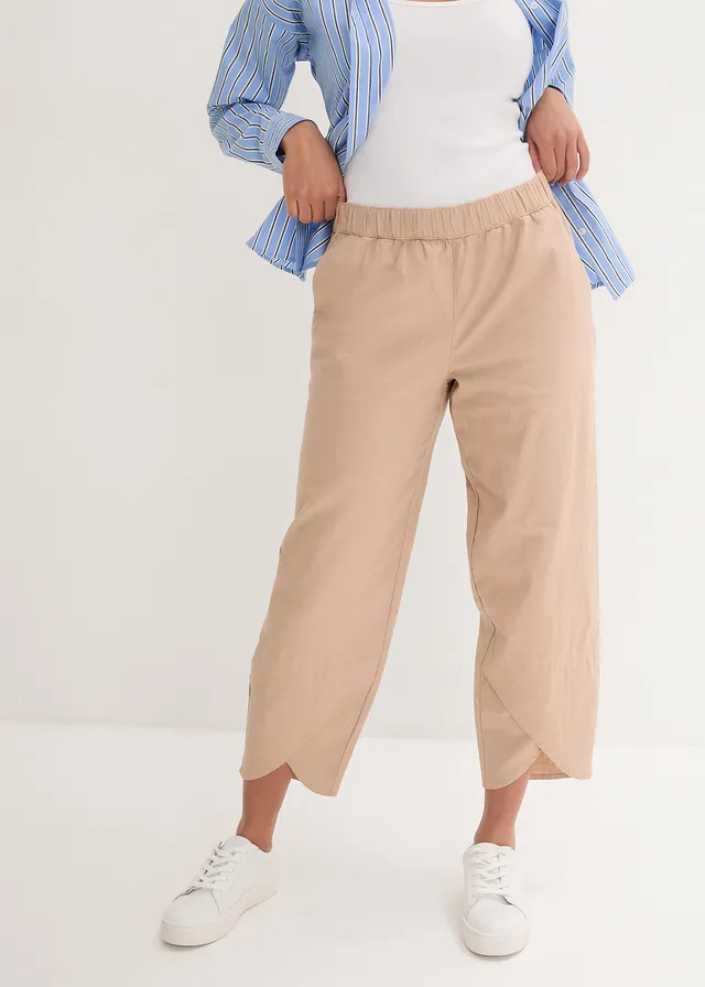 Pantalon 3/4 aérien en lin mélangé