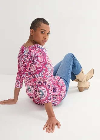 Tričko z čisté organické bavlny, barva: pinklady s květy