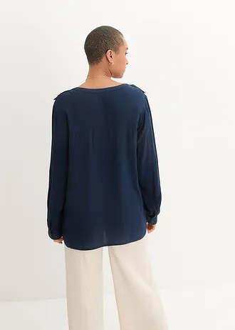Blouse douce en viscose, Couleur: bleu foncé