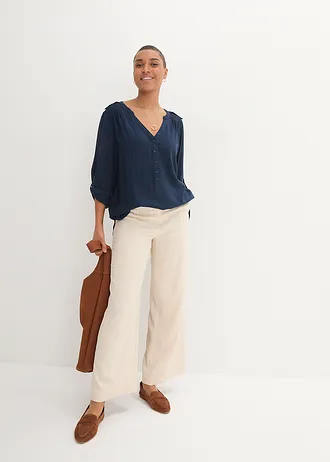 Blouse douce en viscose, Couleur: bleu foncé