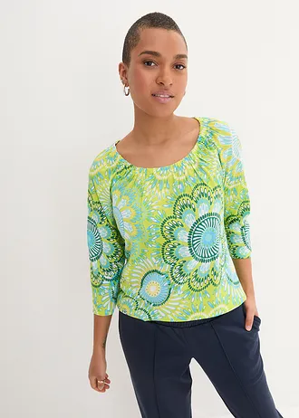 T-shirt 100% coton, Couleur: vert prairie floral