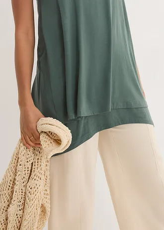 Dubbellaagse longtop in een viscosemix • rietgroen • bonprix online shop