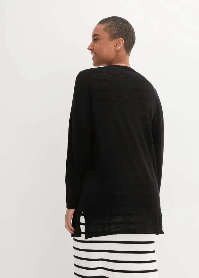 Gebreid vest van slub garen • zwart • product-page.page-title-suffix