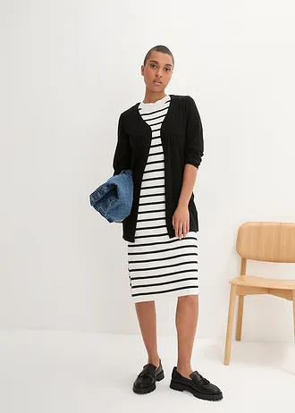 Gebreid vest van slub garen, Kleur: zwart