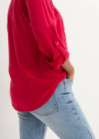 Halenka s výstřihem do V, dlouhý rukáv • granátově červená • bonprix obchod