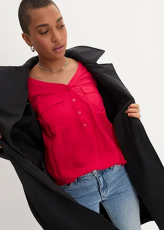 Halenka s výstřihem do V, dlouhý rukáv • granátově červená • bonprix obchod