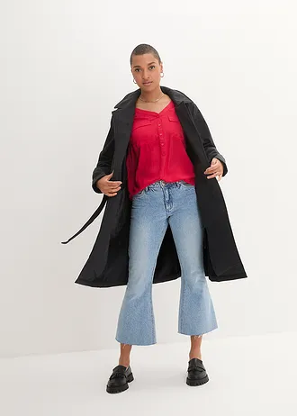 Halenka s výstřihem do V, dlouhý rukáv • granátově červená • bonprix obchod