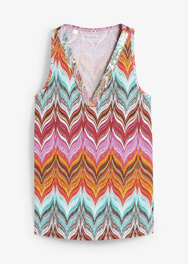 Haut à sequins, Couleur: multicolore imprimé