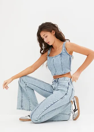 Zvonové džíny High Waist • ledově modrý denim • bonprix obchod