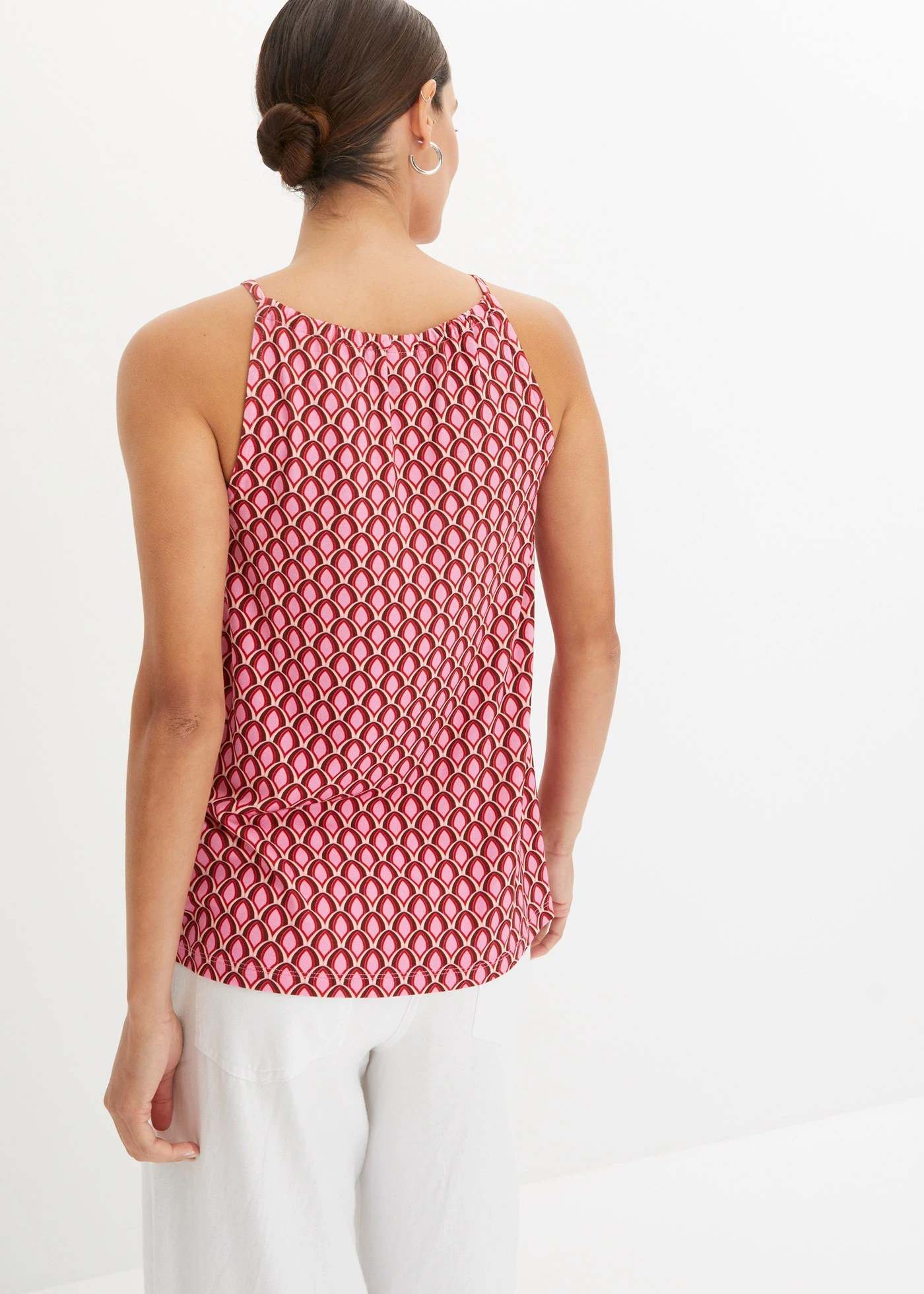 Top met spaghettibandjes van een zachte viscosemix • oranje-crème • bonprix online shop