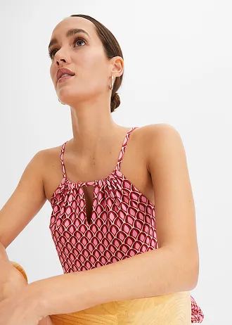 Top met spaghettibandjes van een zachte viscosemix • oranje-crème • bonprix online shop