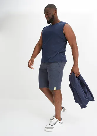 Sweat bermuda in denim look, Kleur: donkerblauw mêlee