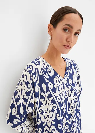 Tuniekjurk van soepele viscose • donkerblauw/crème gedessineerd • bonprix online shop