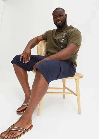 Teplákové cargo bermudy z čisté organické bavlny, barva: tmavě modrá