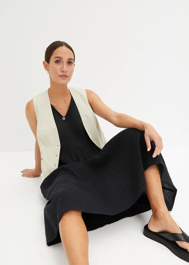 Rochie din muselină din bumbac 100% • negru • magazin bonprix