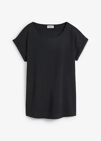 Koszulka z domieszką jedwabiu • czarny • sklep bonprix