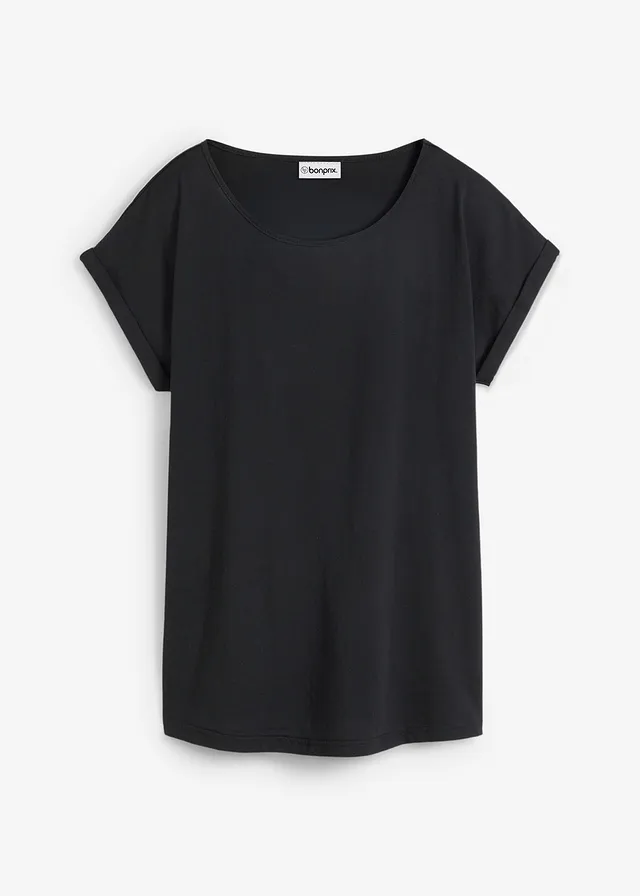 Koszulka z domieszką jedwabiu • czarny • sklep bonprix