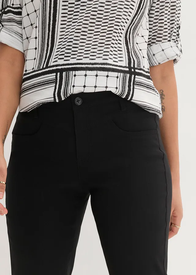 Bengaline stretch broek, straight • zwart • product-page.page-title-suffix