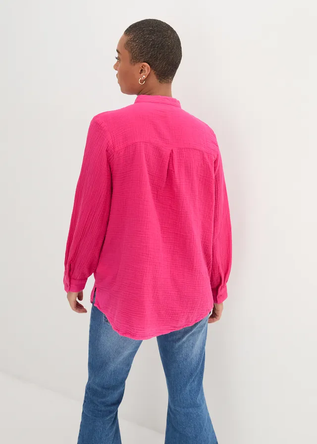 Lange blouse van luchtige mousseline, Kleur: pinklady