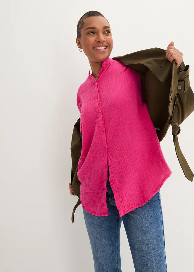 Chemisier long en gaze de coton • fuchsia • product-page.page-title-suffix