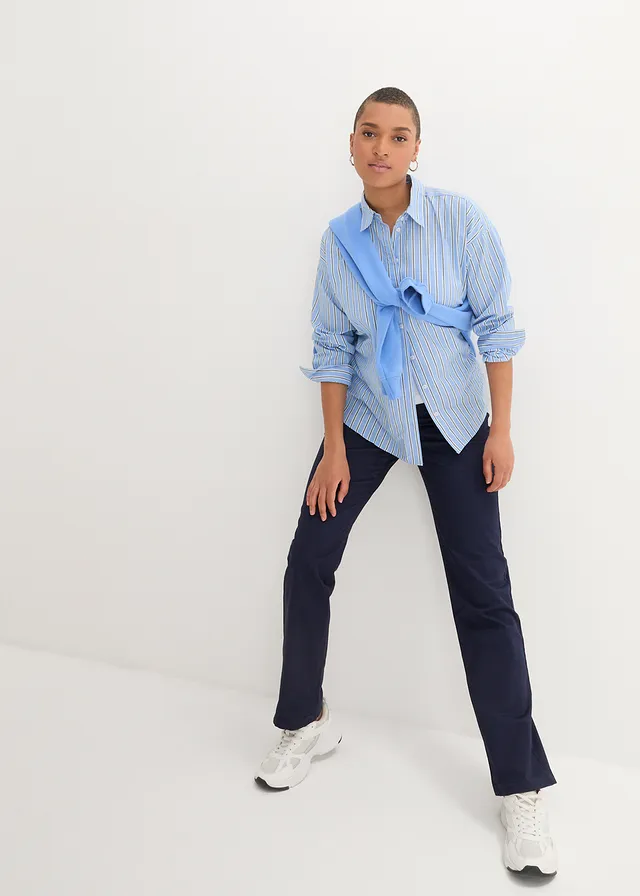 Pantalon à enfiler avec taille confortable, Straight, Couleur: bleu foncé