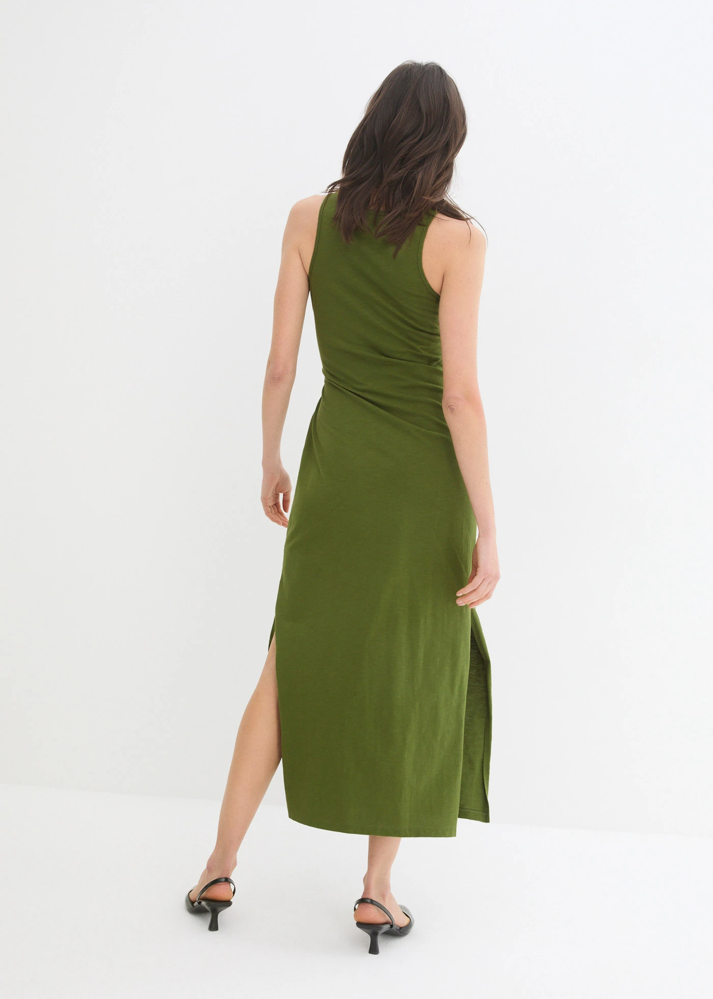 Robe longue en coton • vert mousse foncé • Boutique bonprix