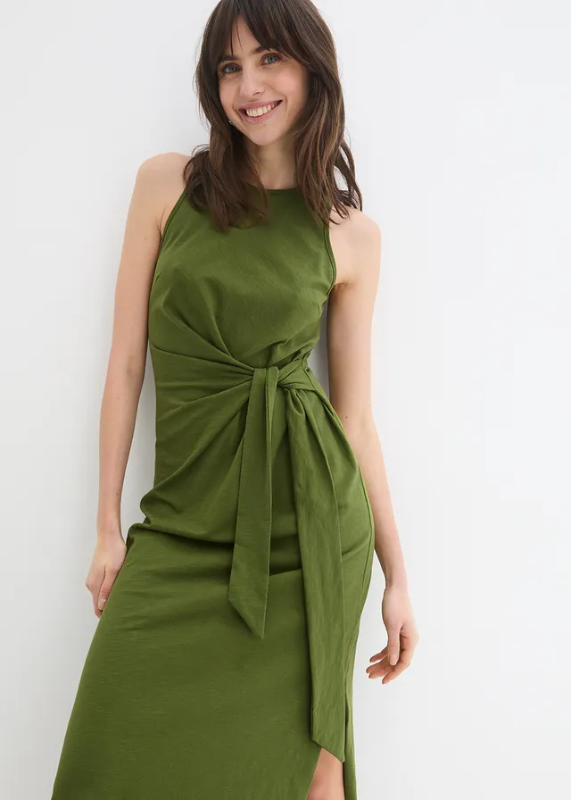 Rochie maxi din bumbac • oliv închis • magazin bonprix
