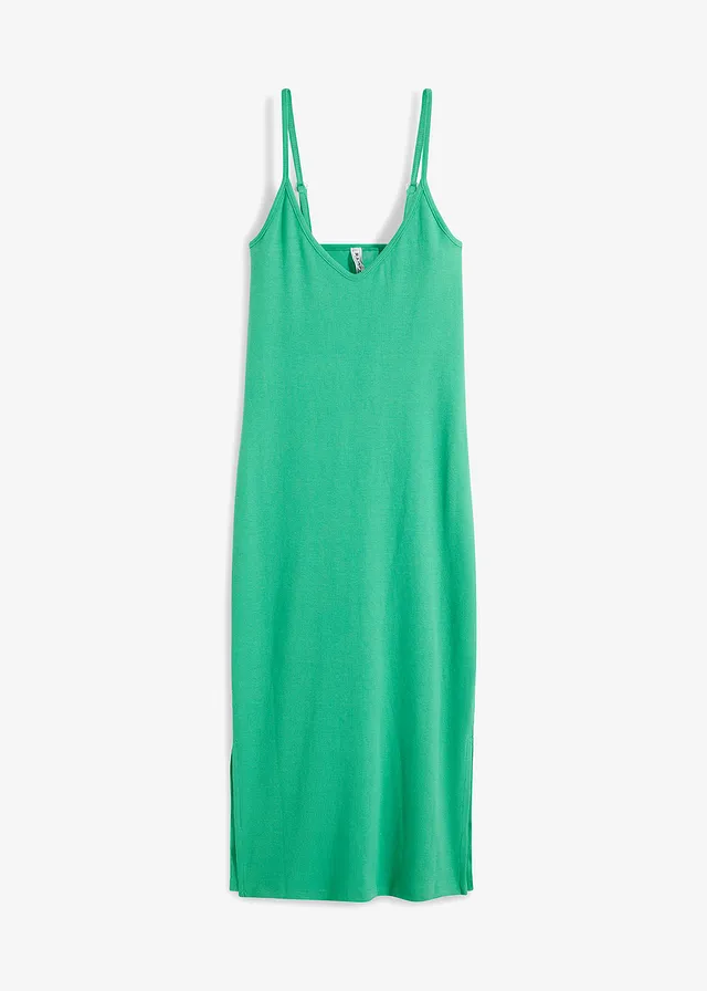 Robe ajustée en jersey coton côtelé • vert opale • Boutique bonprix