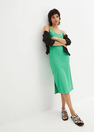 Robe ajustée en jersey coton côtelé • vert opale • Boutique bonprix