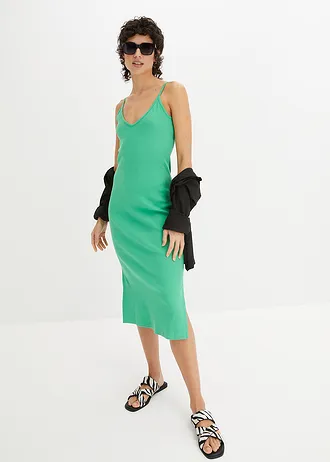 Robe ajustée en jersey coton côtelé • vert opale • Boutique bonprix