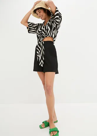 Halenka s uzlem • černo-přírodní s jemnými proužky • bonprix obchod