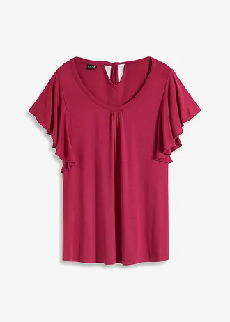 Shirt met volantmouwen • bessenrood • bonprix online shop