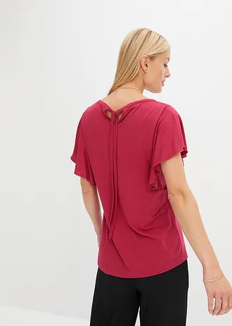 Shirt met volantmouwen • bessenrood • bonprix online shop