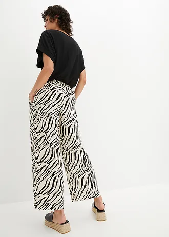 Instapbroek, Kleur: zebraprint ecru-zwart