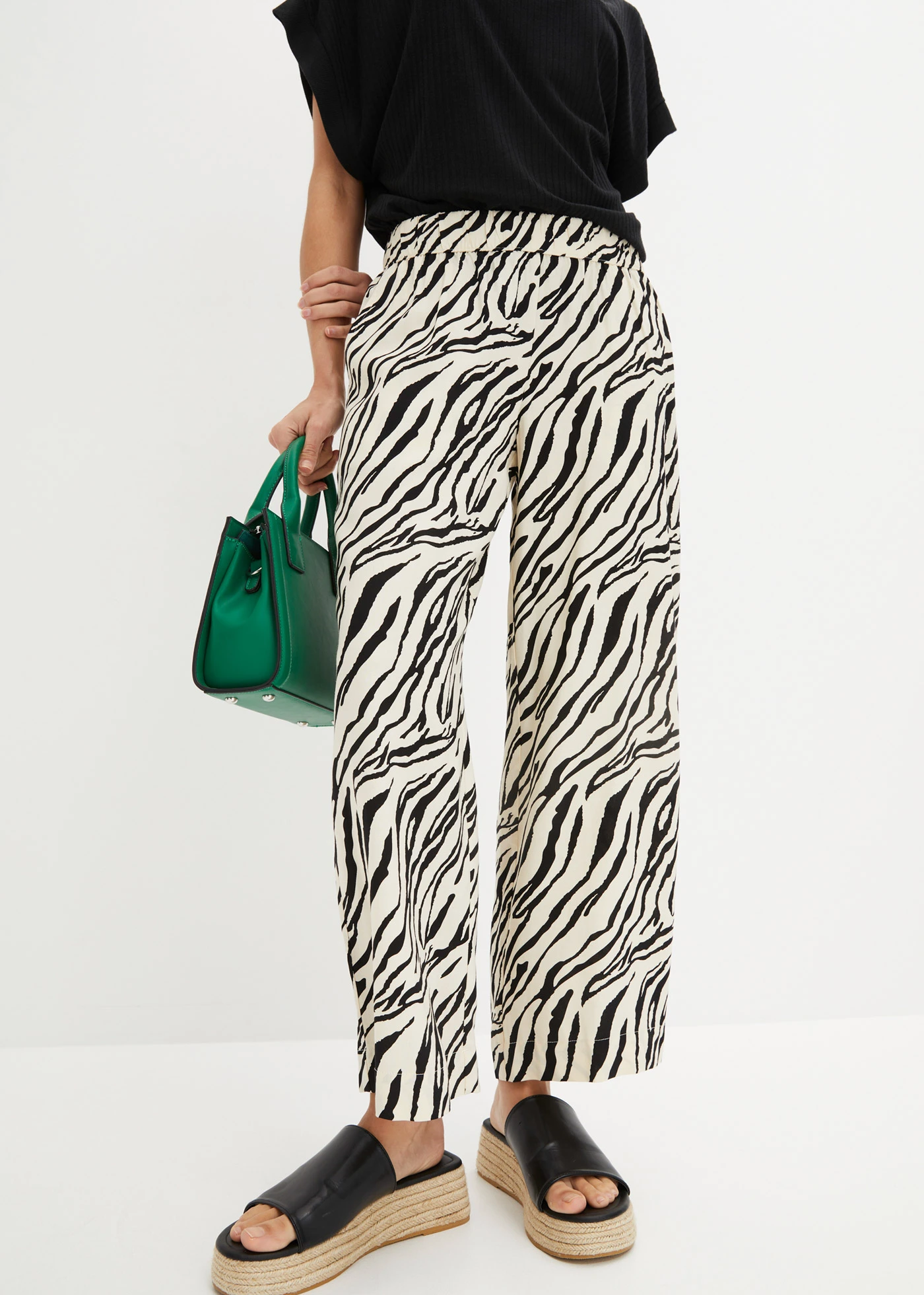 Pantalon taille élastique • naturel/noir zèbre • Boutique bonprix