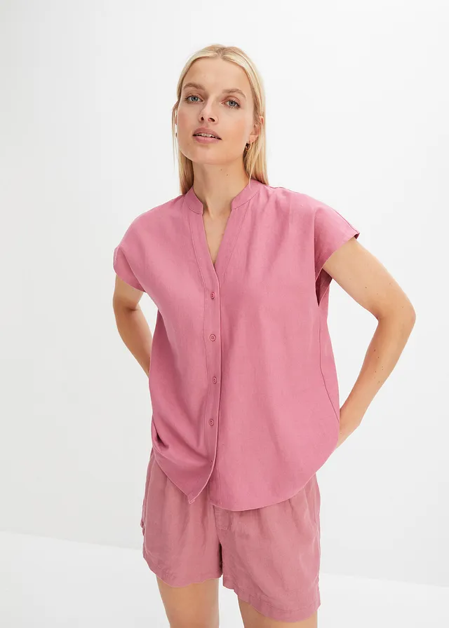Linnen blouse in een luchtige linnenmix • bessensorbet • product-page.page-title-suffix