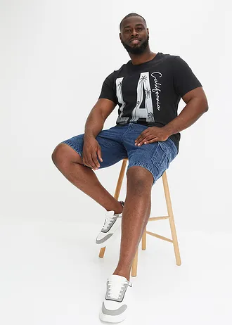 T-shirt van biologisch katoen, slim fit, Kleur: zwart