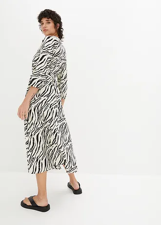 Midi jurk van soepele viscose • zebraprint naturel-zwart • bonprix online shop