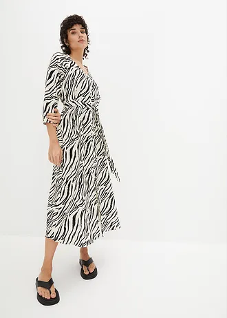 Midi jurk van soepele viscose • zebraprint naturel-zwart • bonprix online shop
