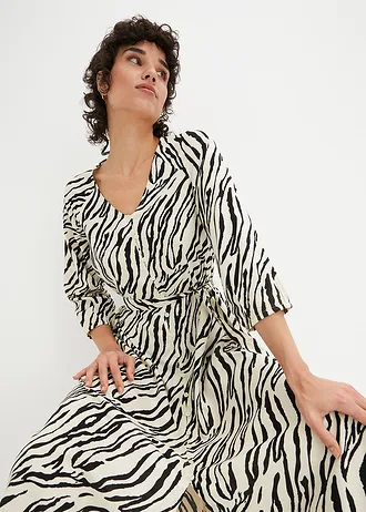 Midi jurk van soepele viscose • zebraprint naturel-zwart • bonprix online shop