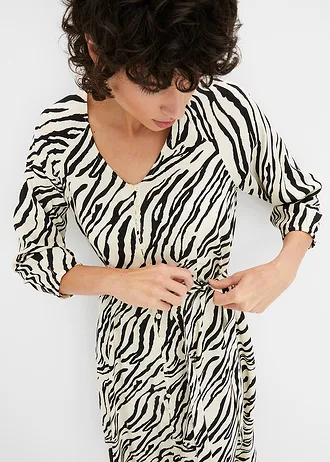Midi jurk van soepele viscose • zebraprint naturel-zwart • bonprix online shop