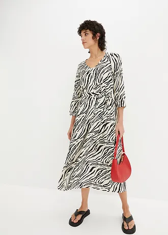 Midi jurk van soepele viscose • zebraprint naturel-zwart • bonprix online shop