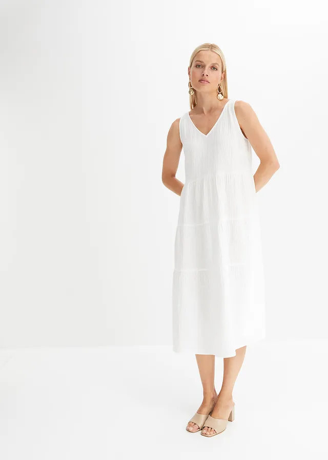 Robe en gaze 100% coton, Couleur: blanc