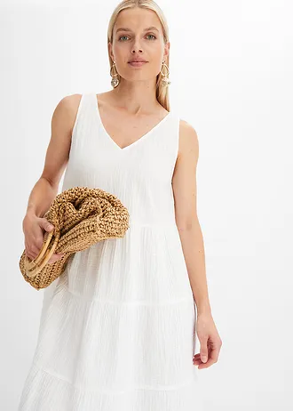 Mousseline jurk van puur katoen • wit • bonprix online shop