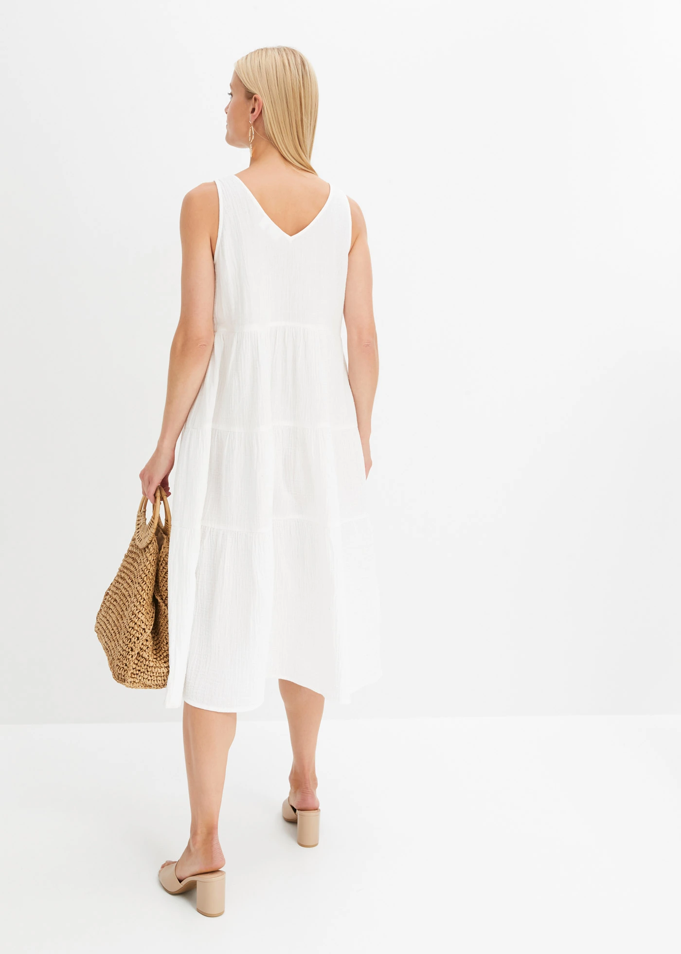 Rochie din muselină din bumbac 100% • alb • magazin bonprix