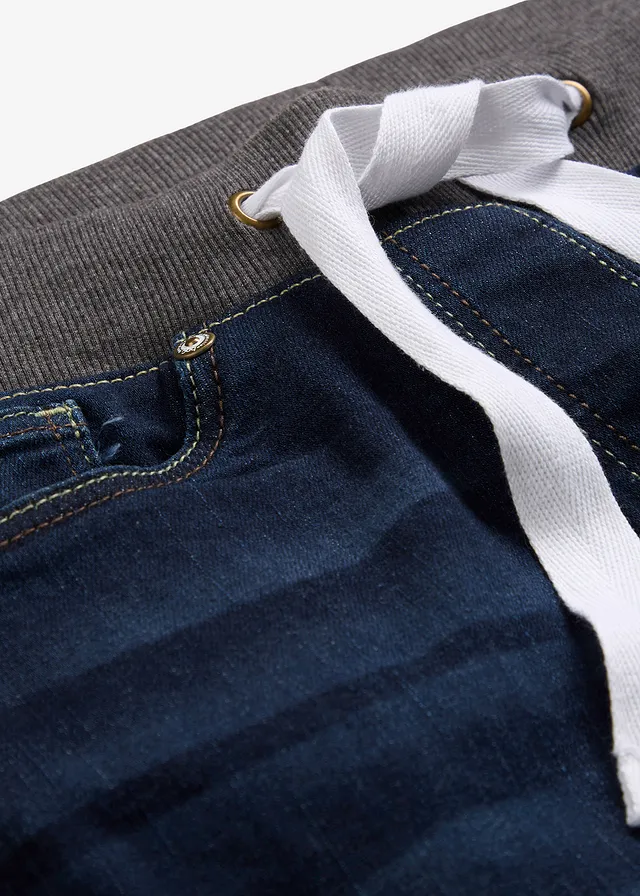 Boyfriend jeans mid waist met comfortband • nachtblauw denim • product-page.page-title-suffix