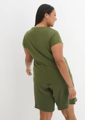 Triko, barva: tmavě khaki-černá s potiskem