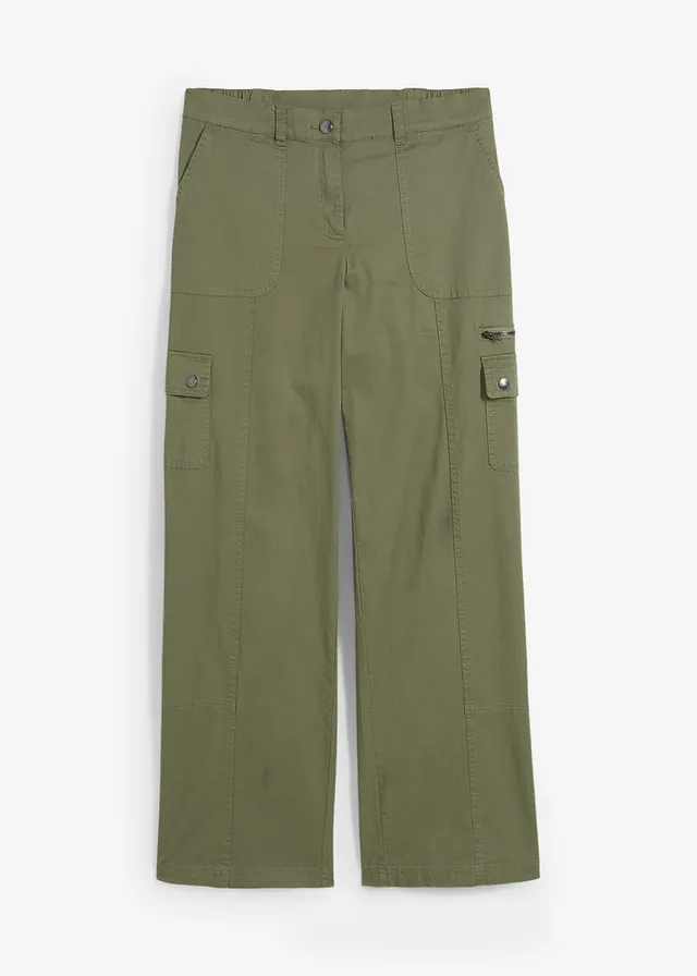 Pantaloni cargo cu talie medie din bumbac