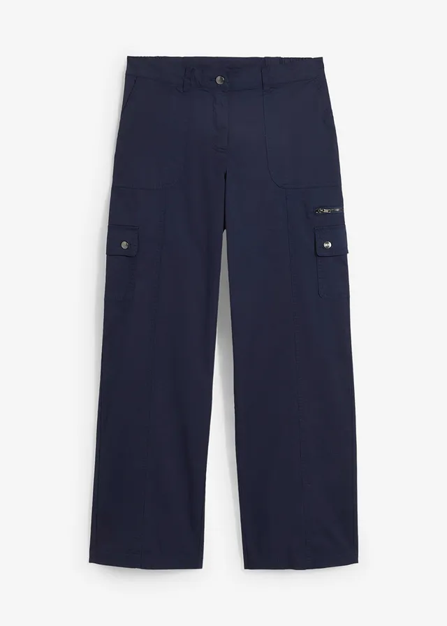 Mid waist cargo broek van katoen